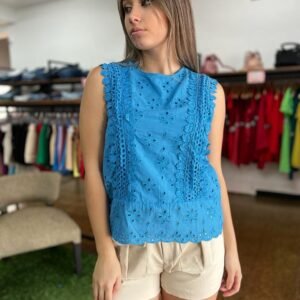 Blusa de broderie Victoria Azul (806)